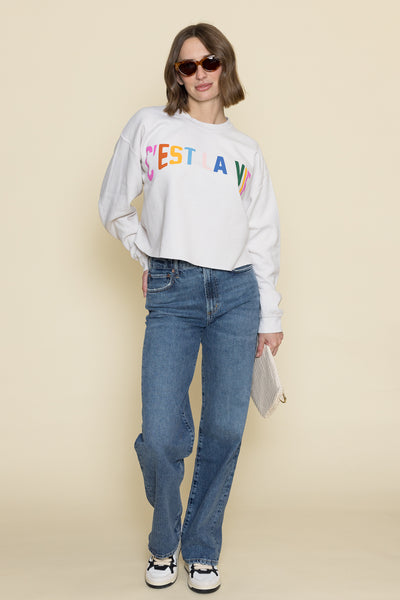 C'est La Vie Raw Hem Sweatshirt