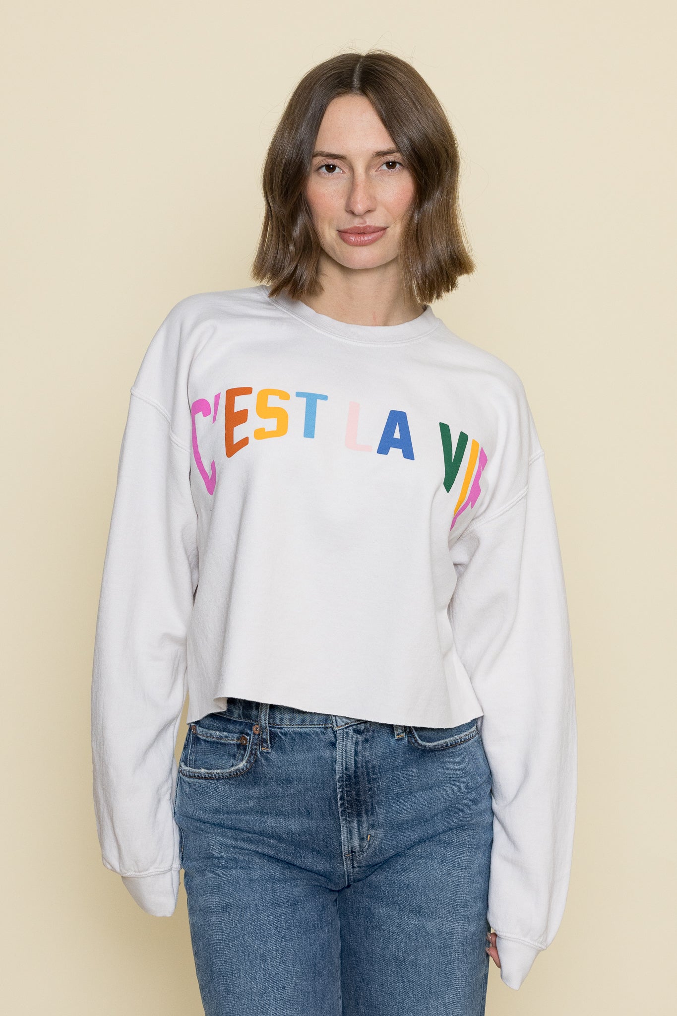 C'est La Vie Raw Hem Sweatshirt