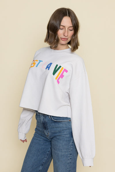 C'est La Vie Raw Hem Sweatshirt