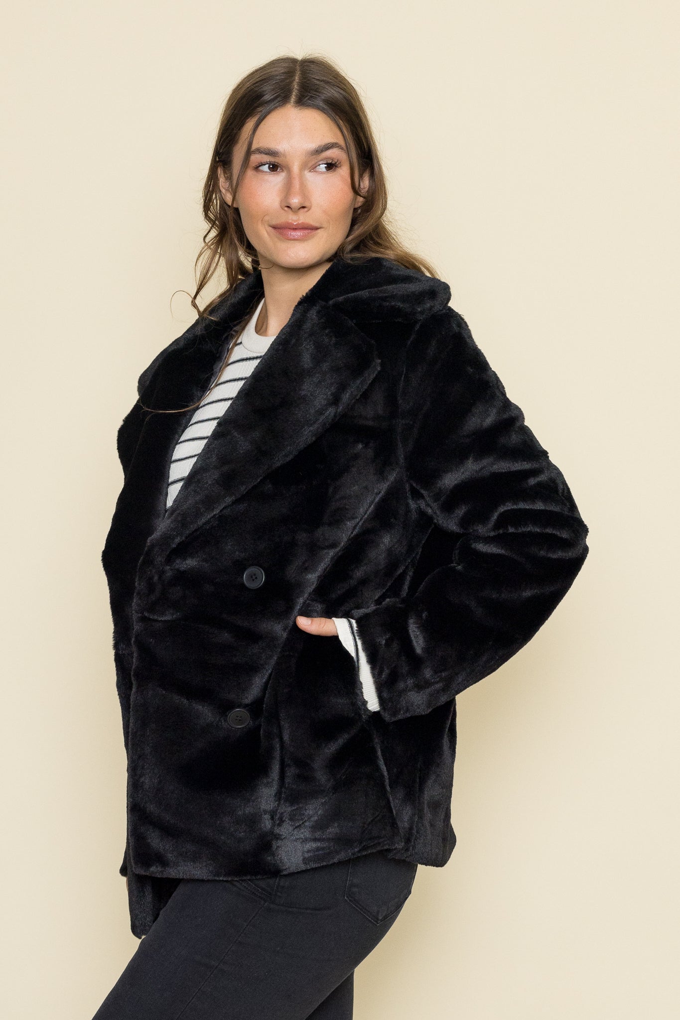 Gem Double Breasted Fur Coat