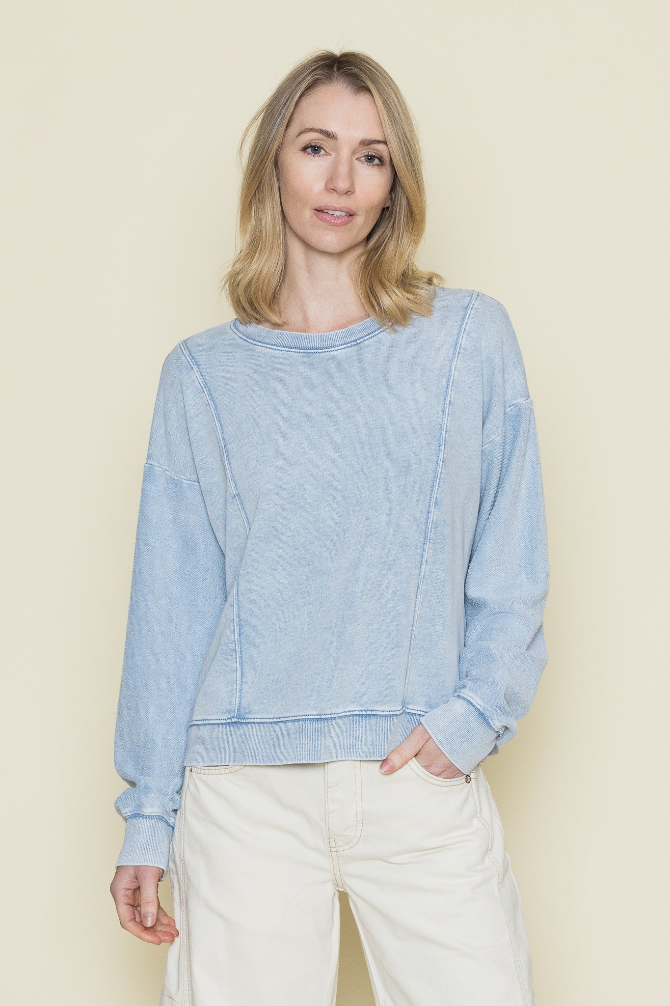 Lax Knit Denim Sweatshirt