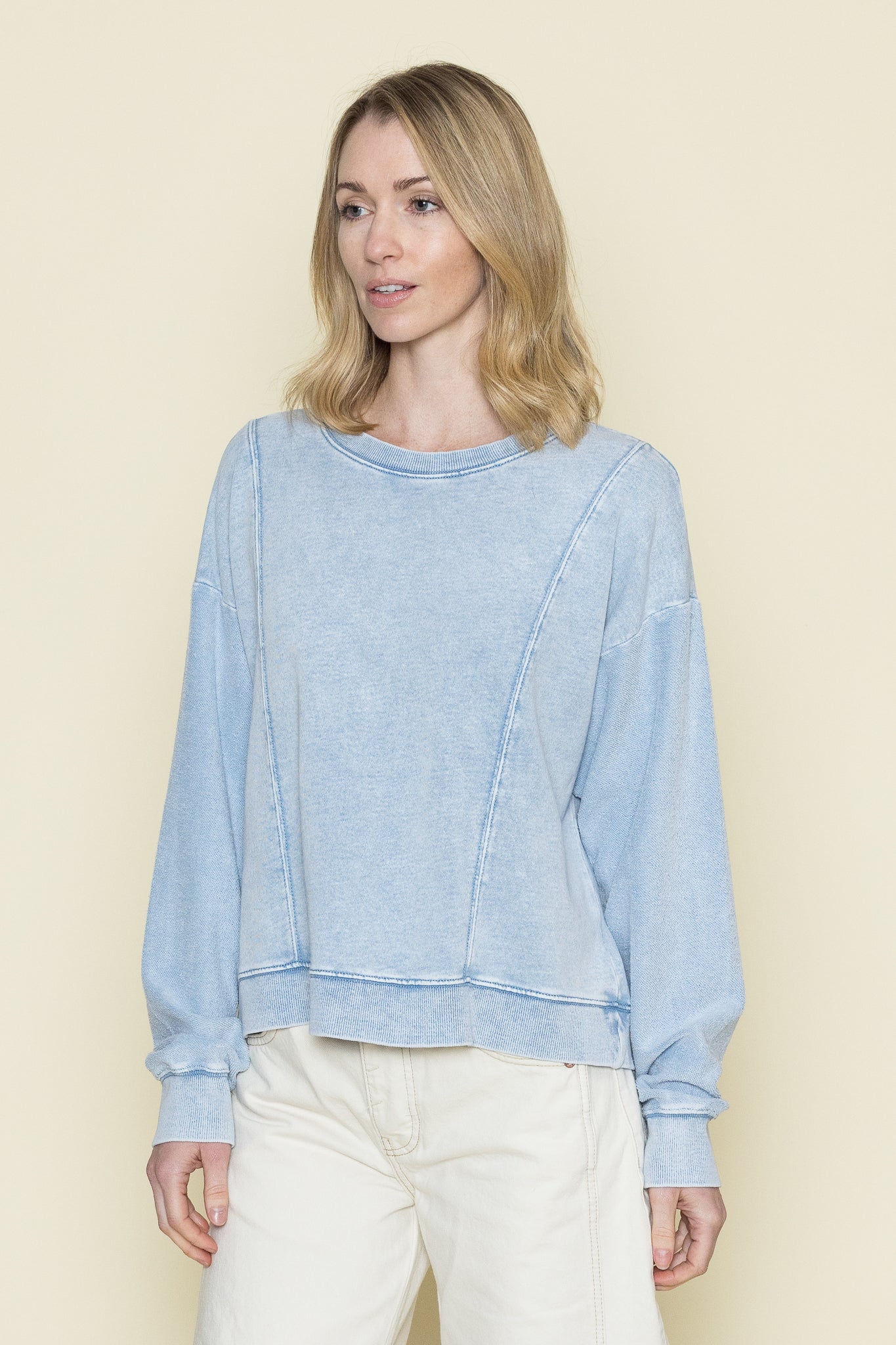 Lax Knit Denim Sweatshirt