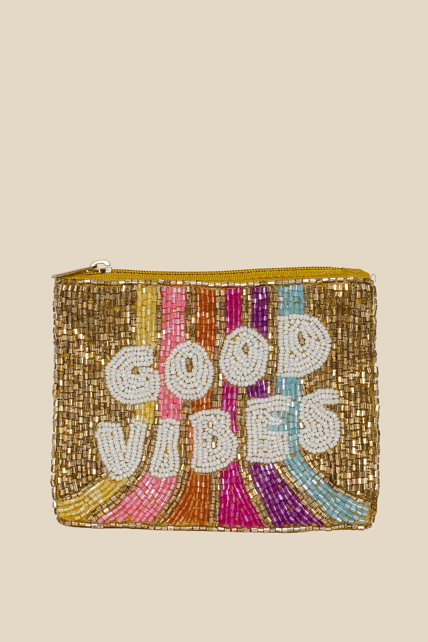 Good Vibes Bead Coin Pouch