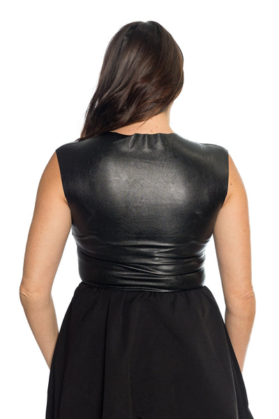 Faux Leather Cap Sleeve Bodysuit